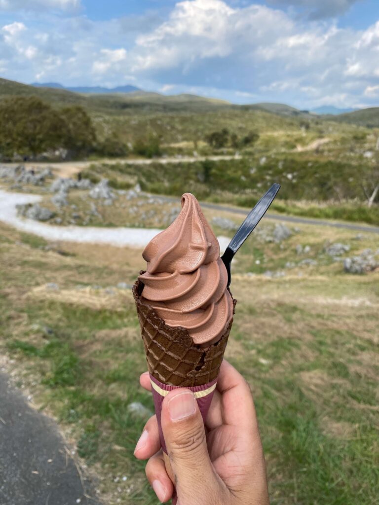 秋吉台展望台でチョコソフト